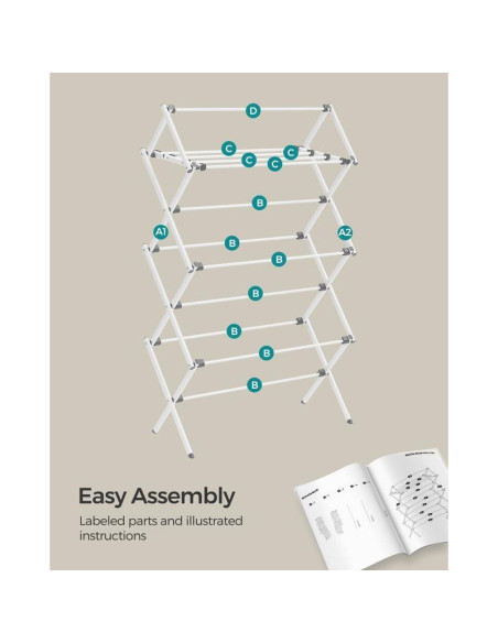 Estante Plegable para Secar Ropa SONGMICS Blanco 135 cm Estante Plegable para Secar Ropa SONGMICS Blanco 135 cm