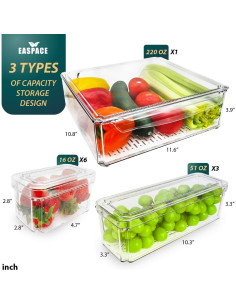 Juego de 10 Contenedores Organizadores EASPACE para Refrigerador 2