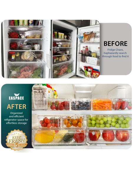 Juego de 10 Contenedores Organizadores EASPACE para Refrigerador Juego de 10 Contenedores Organizadores EASPACE para Refrigerador