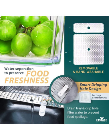 Juego de 10 Contenedores Organizadores EASPACE para Refrigerador