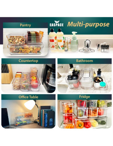 Juego de 10 Contenedores Organizadores EASPACE para Refrigerador