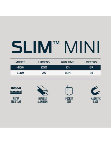 Linterna NEBO SLIM Mini Recargable 250 Lúmenes IPX4