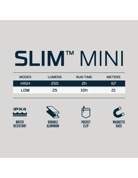 Linterna NEBO SLIM Mini Recargable 250 Lúmenes IPX4