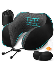 Almohada de Viaje ExploreBliss con Funda Desmontable y Accesorios