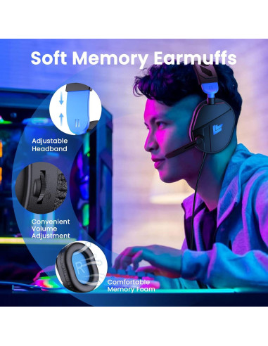 Auriculares Gaming Xuevcn G63 con Micrófono y Luz LED