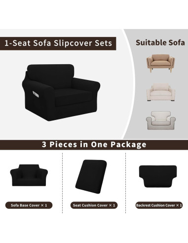 Funda de Silla Stretch Easy-Going 3 Piezas Negra Pequeña