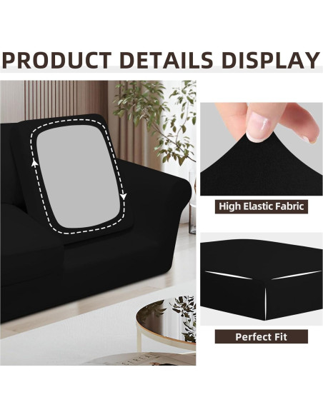 Funda de Silla Stretch Easy-Going 3 Piezas Negra Pequeña