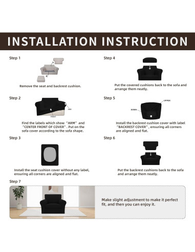 Funda de Silla Stretch Easy-Going 3 Piezas Negra Pequeña