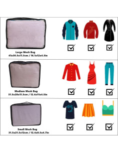 Set de 7 Cubos de Empaque Organizador GUIFIER - Negro 2