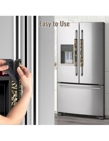 Cubiertas de Manijas de Refrigerador Adovoc Flor Marrón 2 Piezas