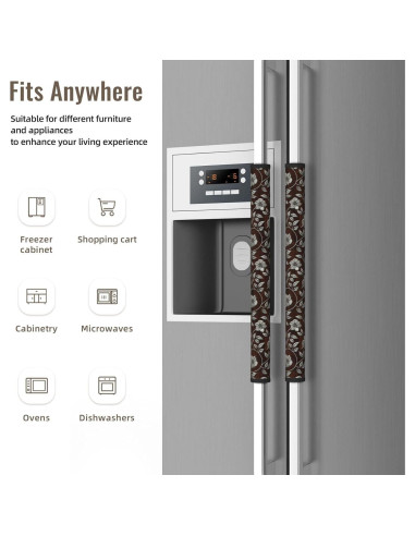 Cubiertas de Manijas de Refrigerador Adovoc Flor Marrón 2 Piezas