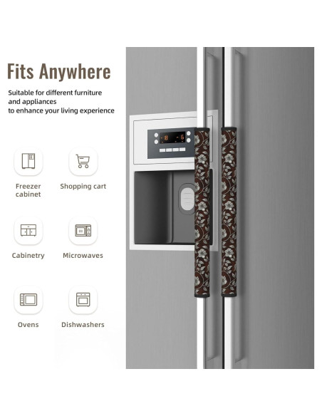 Cubiertas de Manijas de Refrigerador Adovoc Flor Marrón 2 Piezas