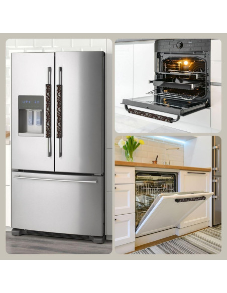 Cubiertas de Manijas de Refrigerador Adovoc Flor Marrón 2 Piezas