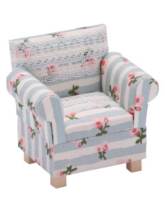 Sofá Miniatura Inusitus con Otomana Azul 1/12 para Muñecas 2