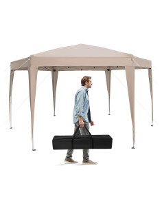 Carpa Plegable Hexagonal Tangkula 3.96x3.51m Caqui