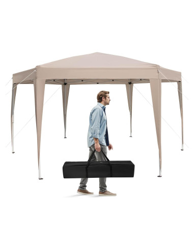 Carpa Plegable Hexagonal Tangkula 3.96x3.51m Caqui