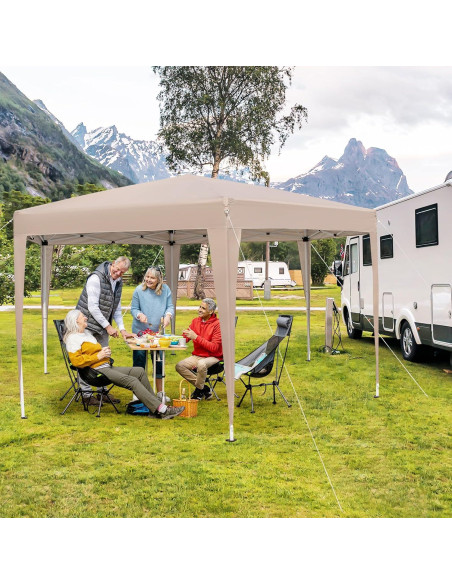 Carpa Plegable Hexagonal Tangkula 3.96x3.51m Caqui