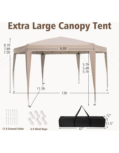 Carpa Plegable Hexagonal Tangkula 3.96x3.51m Caqui