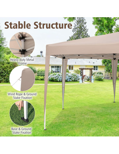 Carpa Plegable Hexagonal Tangkula 3.96x3.51m Caqui