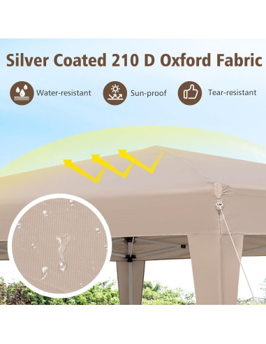 Carpa Plegable Hexagonal Tangkula 3.96x3.51m Caqui