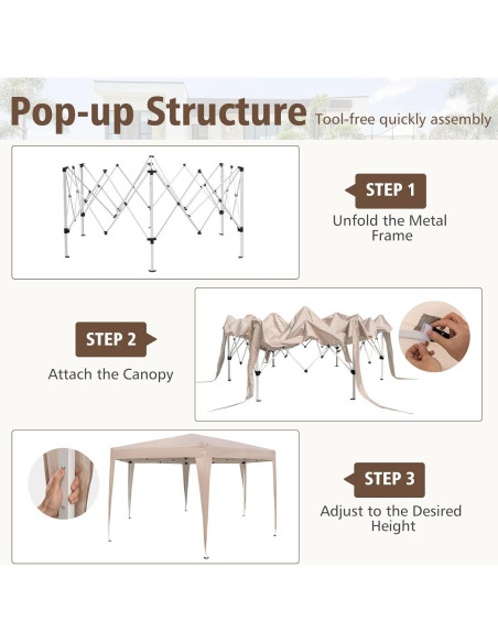 Carpa Plegable Hexagonal Tangkula 3.96x3.51m Caqui