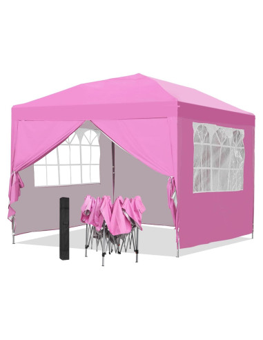 Carpa Plegable GDY 10x10ft Rosa Impermeable con 4 Paredes