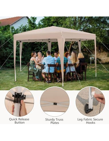 Carpa Plegable Hexagonal Tangkula 3.96x3.51m Caqui