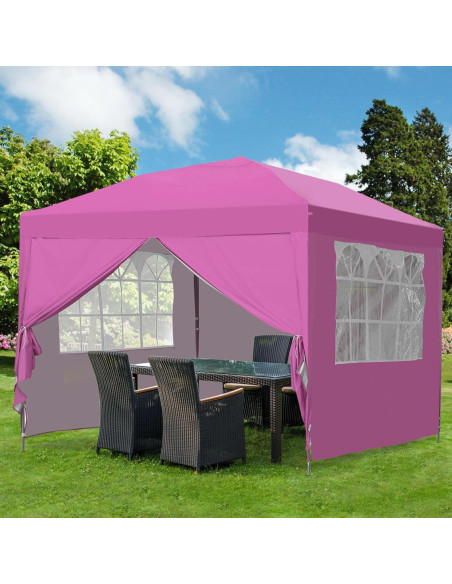 Carpa Plegable GDY 10x10ft Rosa Impermeable con 4 Paredes