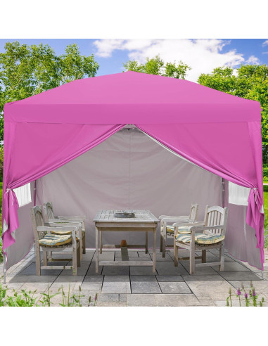 Carpa Plegable GDY 10x10ft Rosa Impermeable con 4 Paredes