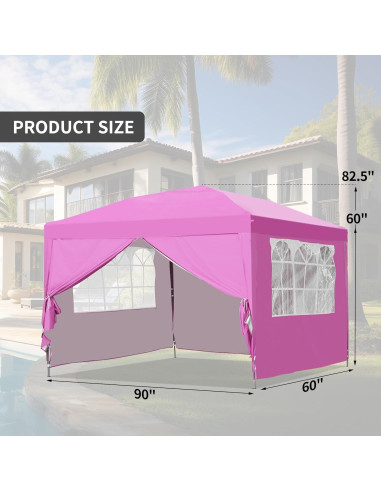 Carpa Plegable GDY 10x10ft Rosa Impermeable con 4 Paredes