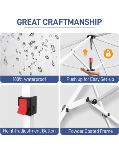 Carpa Plegable MELOOLM 3x3m Blanca Resistente al Agua 2