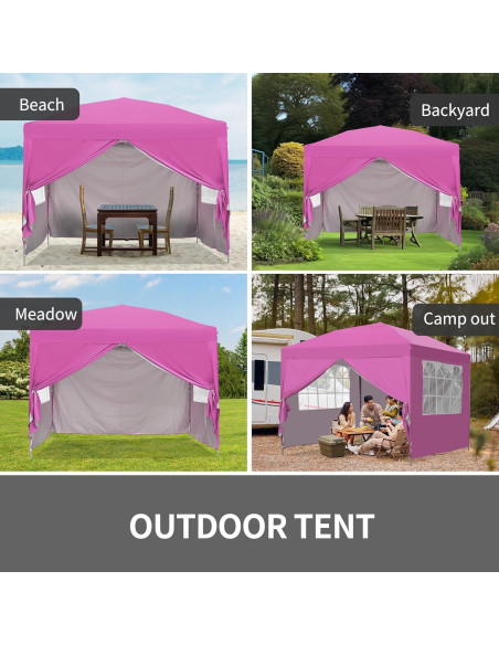 Carpa Plegable GDY 10x10ft Rosa Impermeable con 4 Paredes