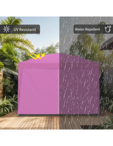 Carpa Plegable GDY 10x10ft Rosa Impermeable con 4 Paredes