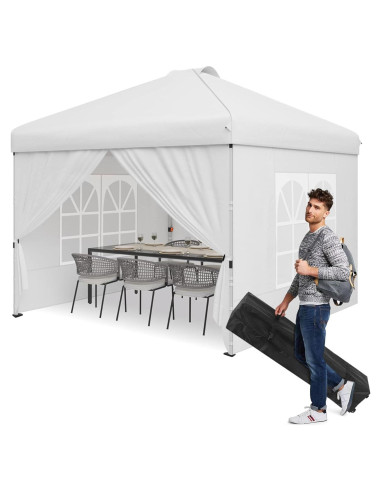 Carpa Plegable TINKLE WELL 3.05m Blanca Impermeable con Paredes