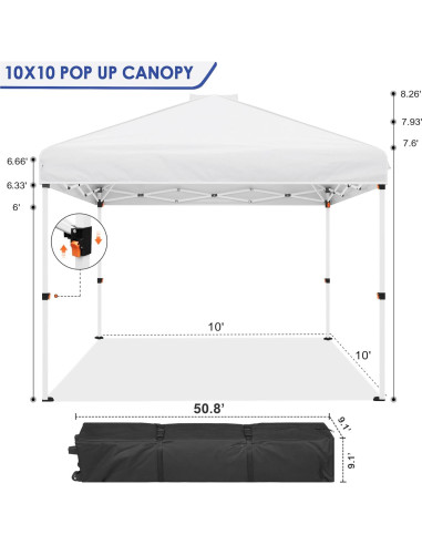 Carpa Plegable TINKLE WELL 3.05m Blanca Impermeable con Paredes