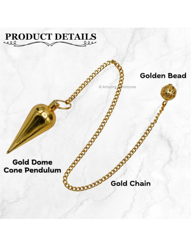 Péndulo de Metal Clásico con Domo Oro 7.62 cm - Radiestesia