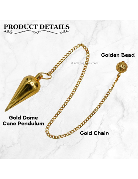Péndulo de Metal Clásico con Domo Oro 7.62 cm - Radiestesia