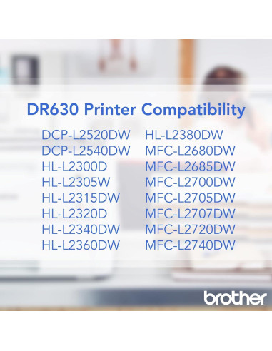 Unidad de Tambor Original Brother DR630 Negra - Rinde 12000 Páginas