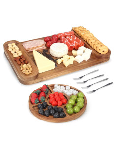Juego de Tabla de Queso de Madera de Acacia 6 PZS Hilislog