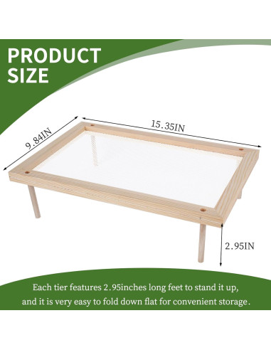 Estante para Secar Hierbas YiePhiot de Madera 2 Capas 39cm