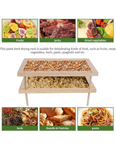 Estante para Secar Hierbas YiePhiot de Madera 2 Capas 39cm