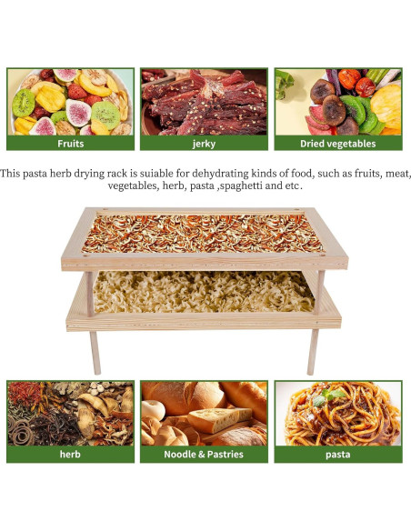 Estante para Secar Hierbas YiePhiot de Madera 2 Capas 39cm