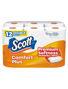 Papel Higiénico Scott ComfortPlus 12 Rollos Dobles 231 Hojas