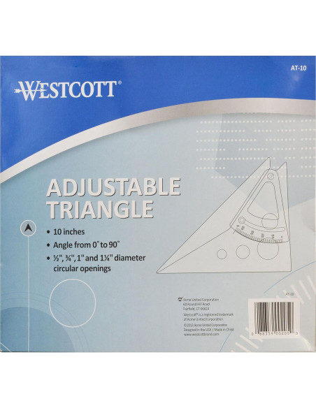 Regla Triangular Ajustable Westcott AT-10 25.4 cm Transparente