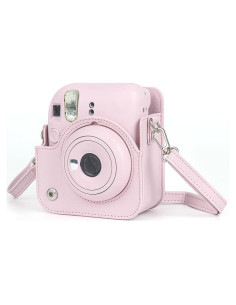 Funda de piel para cámara Fujifilm Polaroid Mini12 Rosa