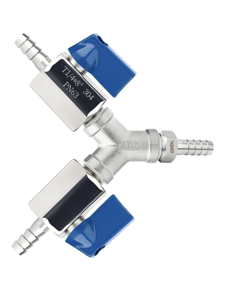 Válvula de Bola de 3 Vías Acero Inoxidable TAISHER 304 1/4"