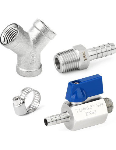 Válvula de Bola de 3 Vías Acero Inoxidable TAISHER 304 1/4"