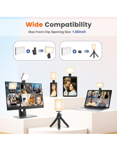 Luz de Selfie UBeesize TBC001 Recargable 10.5x7.5cm 3 Modos