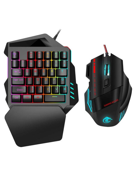 Teclado para Juegos con una Mano T angxi V100 USB Retroiluminado