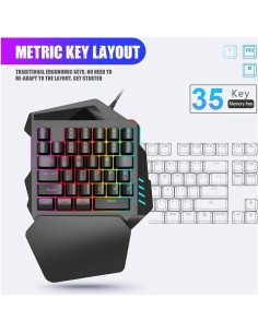 Teclado para Juegos con una Mano T angxi V100 USB Retroiluminado 2